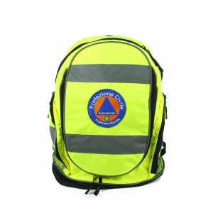 Zaino Protezione Civile giallo fluo con bande rifrangenti
