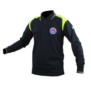 Polo manica lunga con inserti giallo fluo Protezione Civile